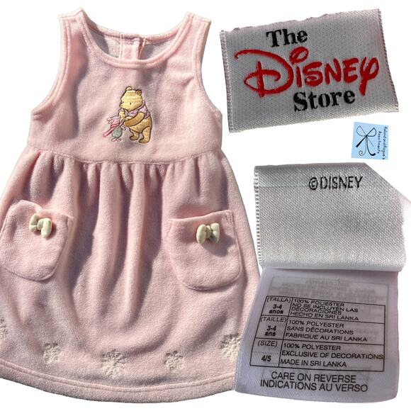 The Disney Store Classic Pooh and Piglet Snowflake Fleece Dress Kids Sz 4/5 - Picture 1 of 6